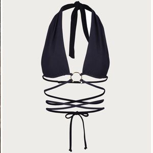 Same Los Angeles - Pierced wrap top **TOP ONLY, Faux Suede Black